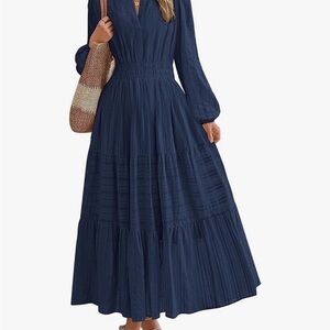 Tiered Navy Blue Maxi Dress (with pockets!)